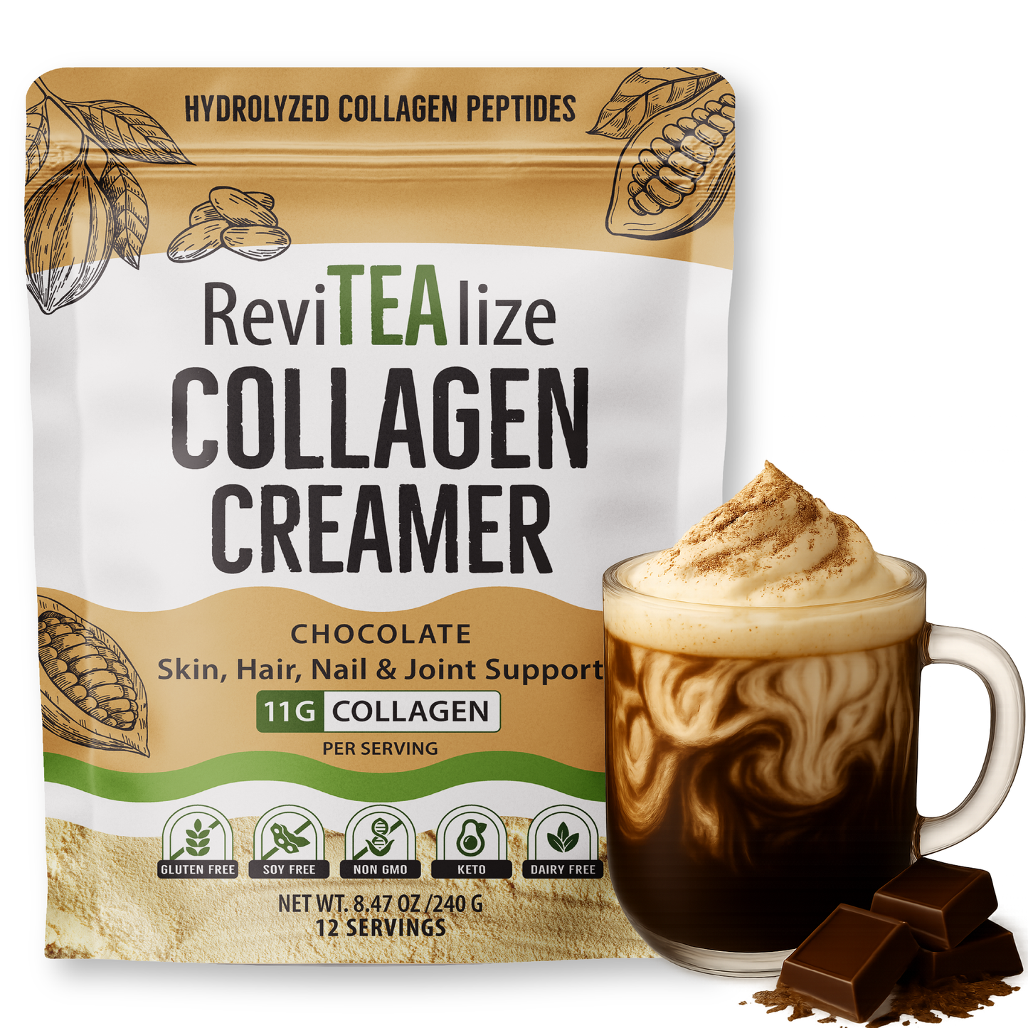 Collagen Creamer for Coffee or Tea - Chocolate - 2PACK