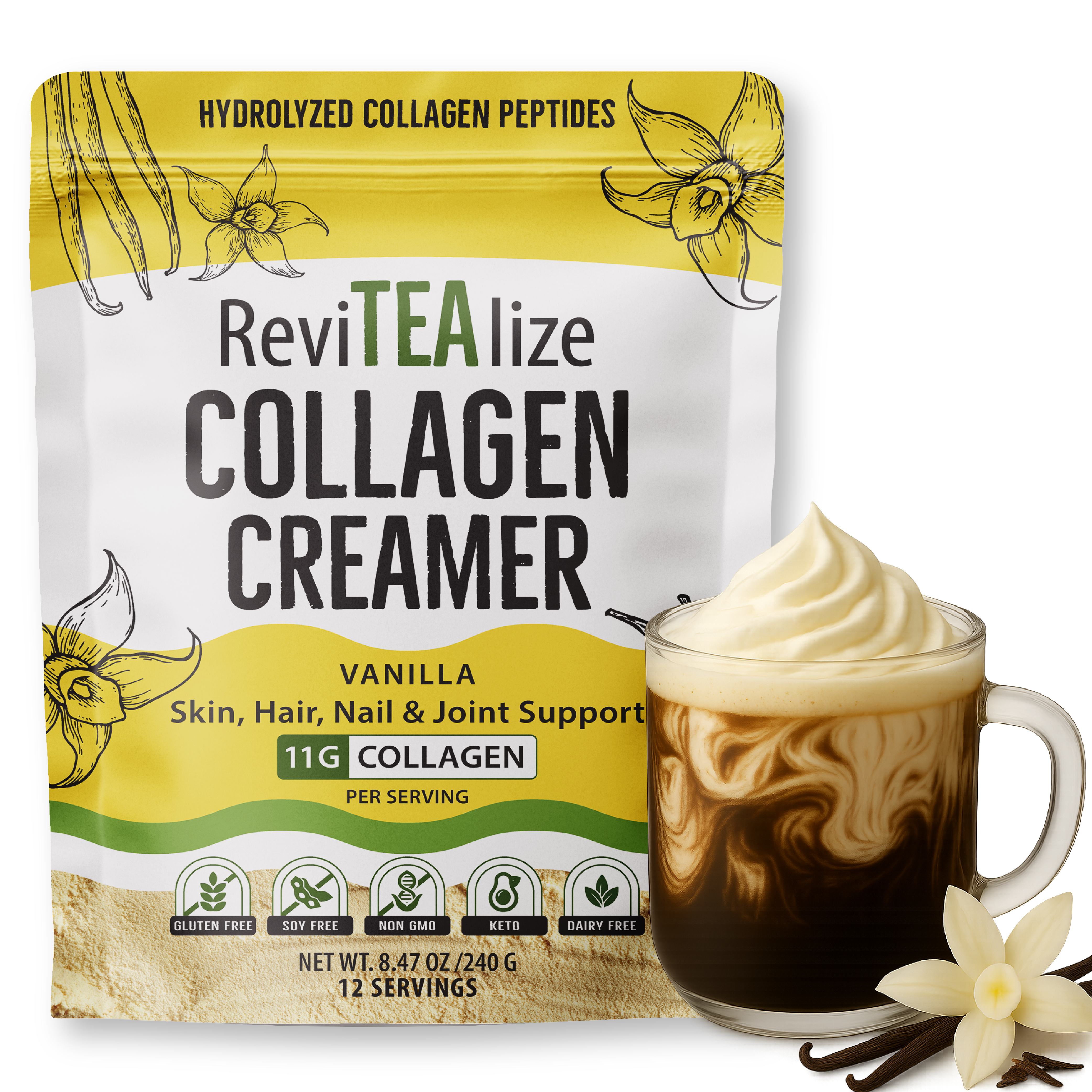 Collagen Creamer for Coffee - Grass Fed Collagen Peptides Powder