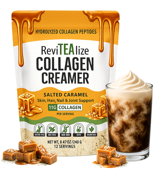 Collagen Creamer for Coffee - Grass Fed Collagen Peptides Powder with MCT Oil for Hair, Skin, Nails & Joint Support - Salted Caramel
