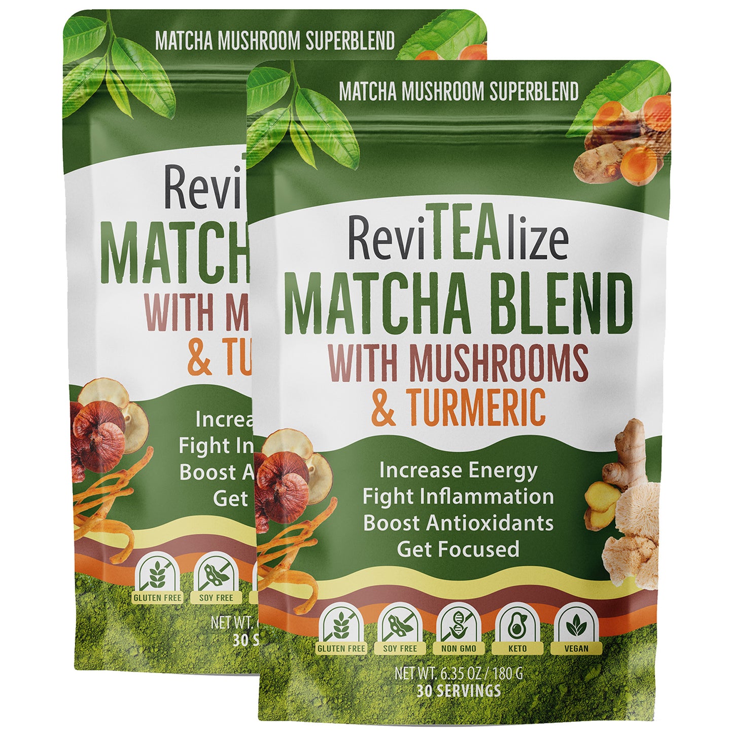 NEED IT TWICE A DAY BUNDLE of Matcha Super Blend 6.35oz / 2 pack (60 Servings)
