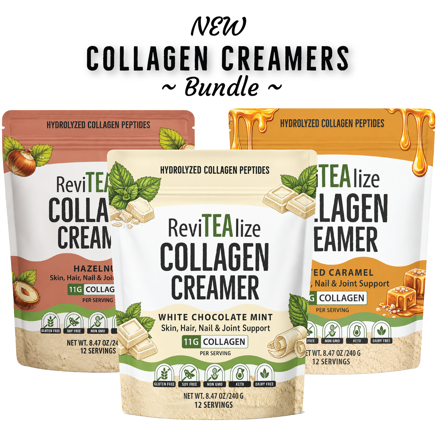 Collagen Creamer for Coffee or Tea - NEW Flavors - Bundle