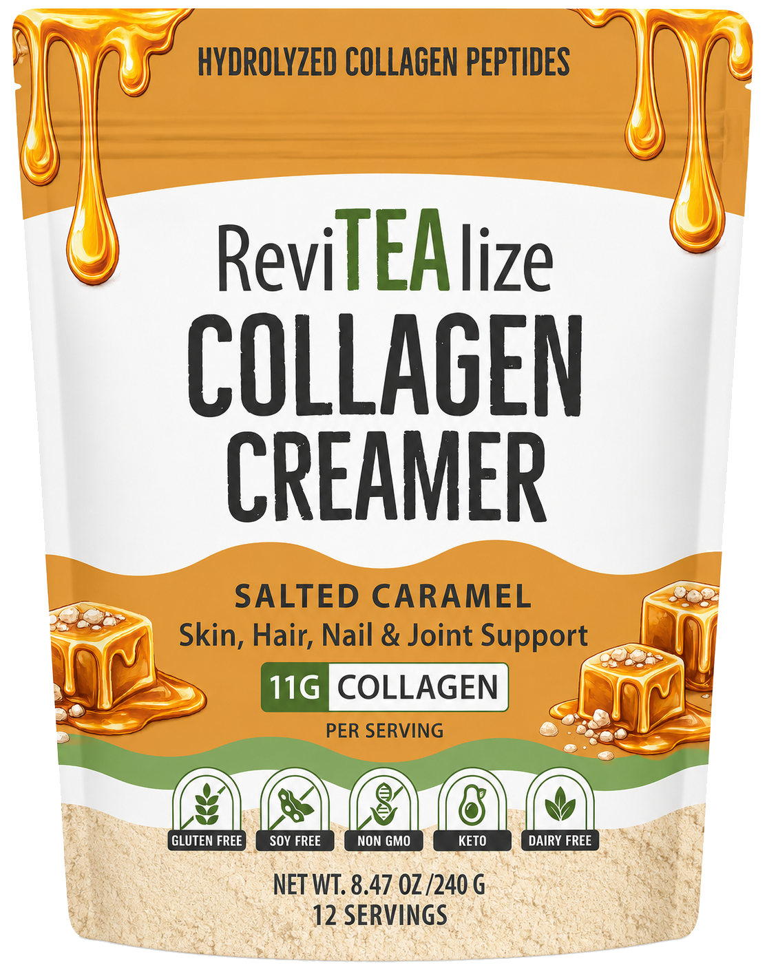Collagen Creamer for Coffee - Grass Fed Collagen Peptides Powder with MCT Oil for Hair, Skin, Nails & Joint Support
