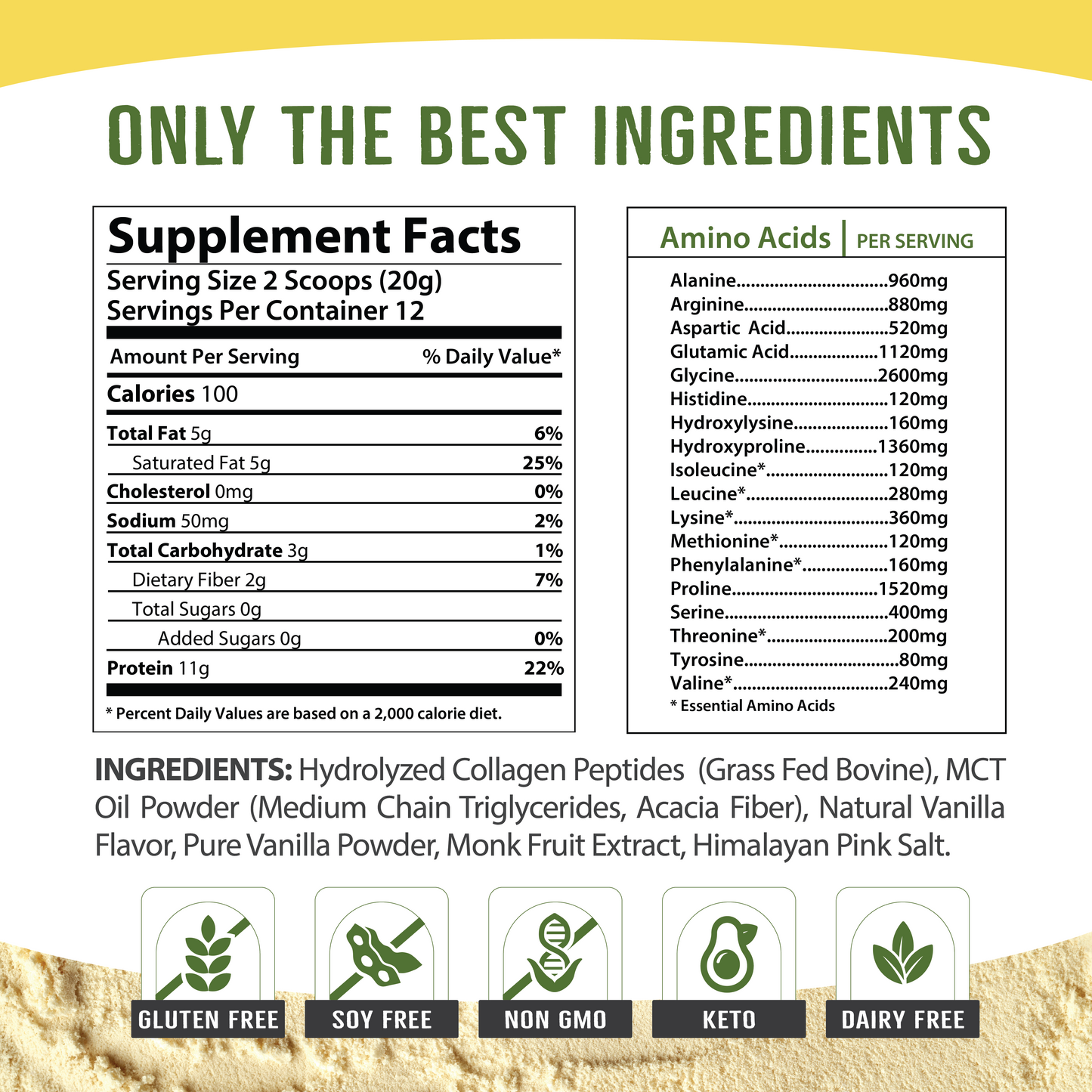 Collagen Creamer for Coffee - Grass Fed Collagen Peptides Powder with MCT Oil for Hair, Skin, Nails & Joint Support