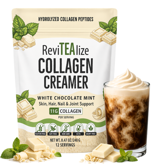 Collagen Creamer for Coffee - Grass Fed Collagen Peptides Powder with MCT Oil for Hair, Skin, Nails & Joint Support - White Chocolate Mint