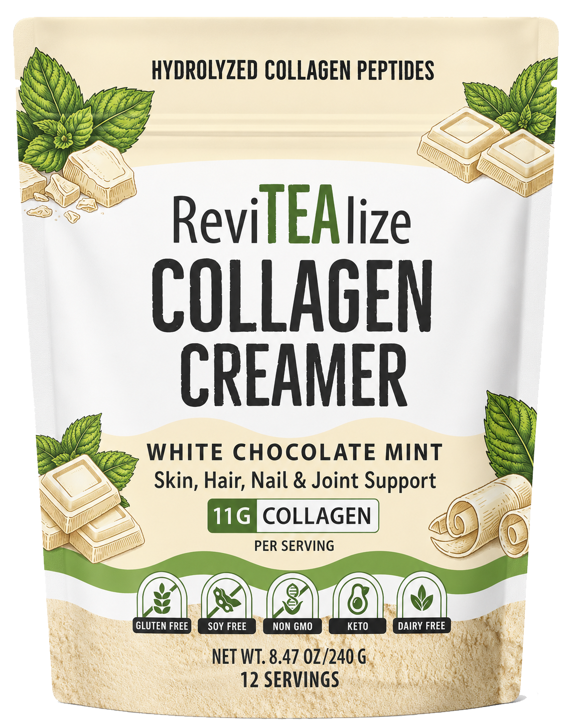 Collagen Creamer for Coffee - Grass Fed Collagen Peptides Powder with MCT Oil for Hair, Skin, Nails & Joint Support